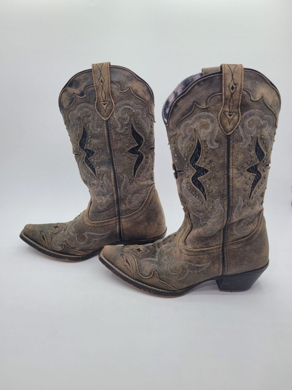 Laredo Lucretia Studded Snake Inlay Snip Toes Western Boots Women's Size 7 - Picture 4 of 9